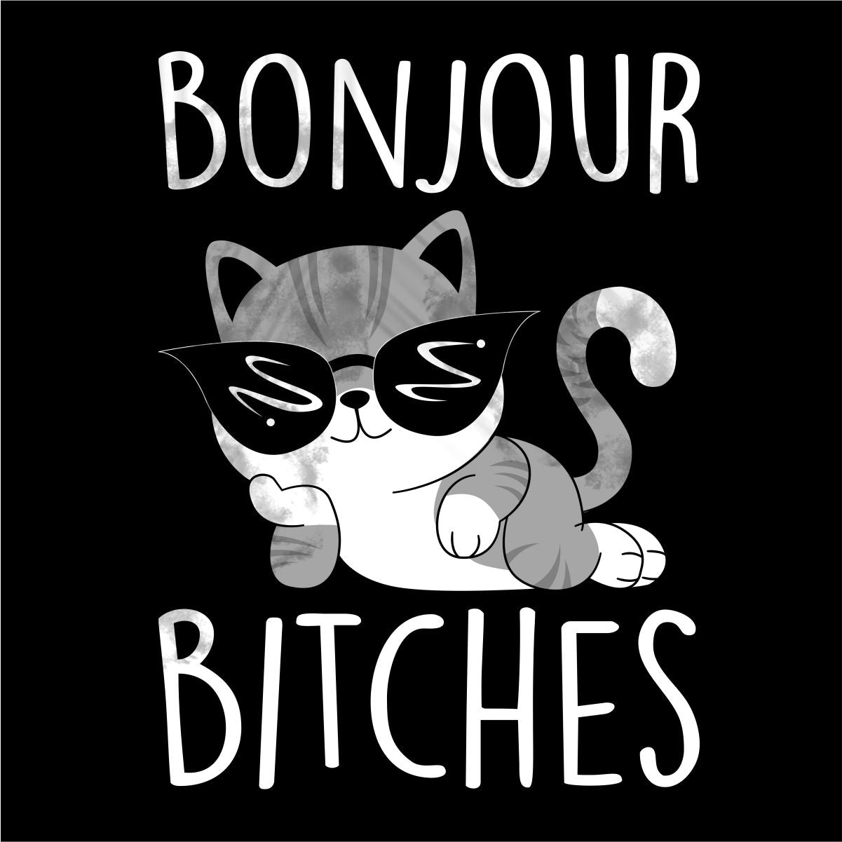 Mustad UNISEX T-särgid "Bonjour emased"