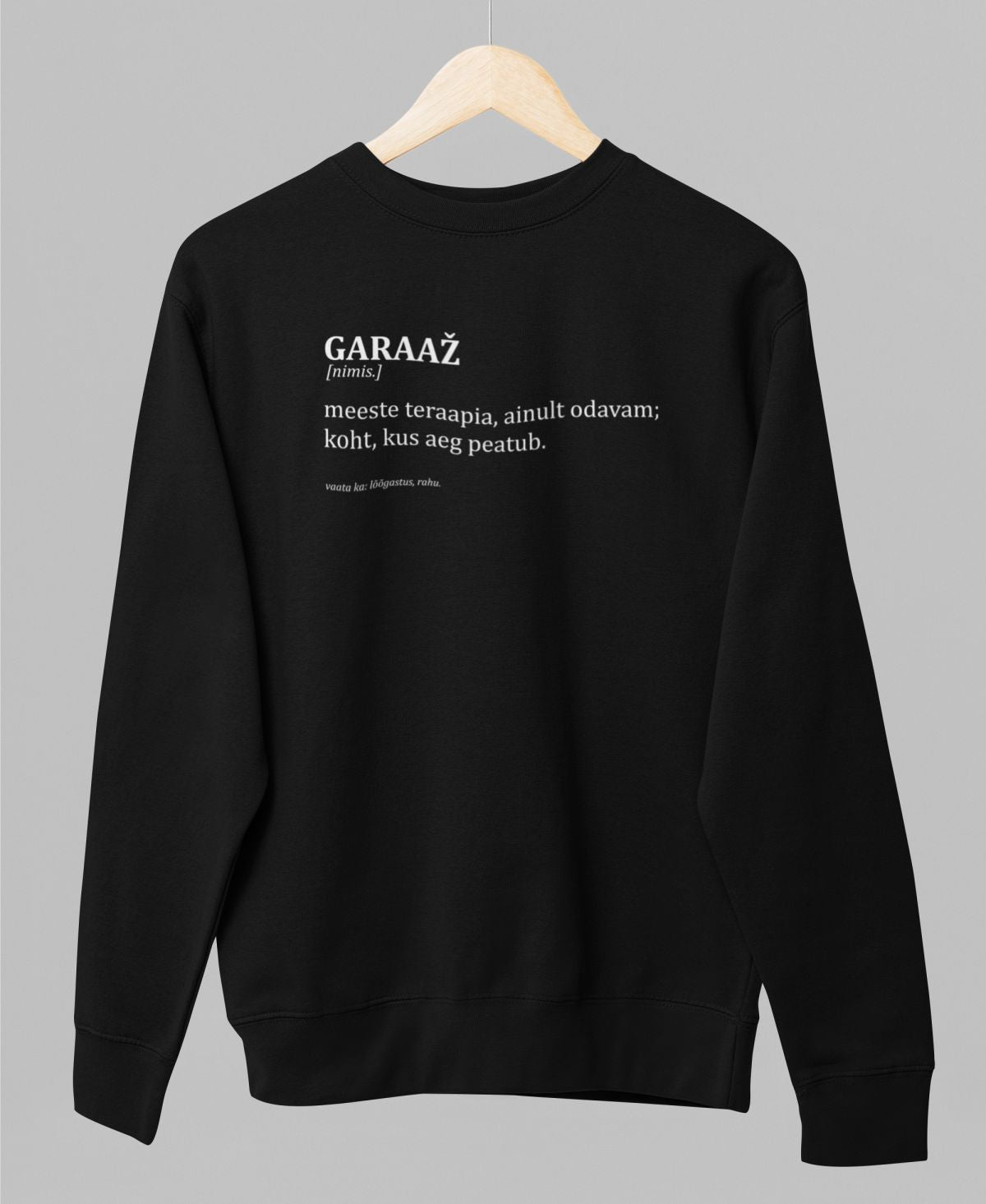 Must UNISEX dressipluus ilma kapuutsita "GARAAŽ"