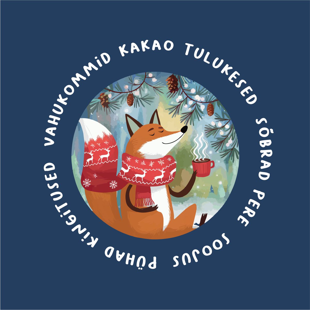 Sinine UNISEX pusaer ilma kapuutsita "Jõulusümbolid"