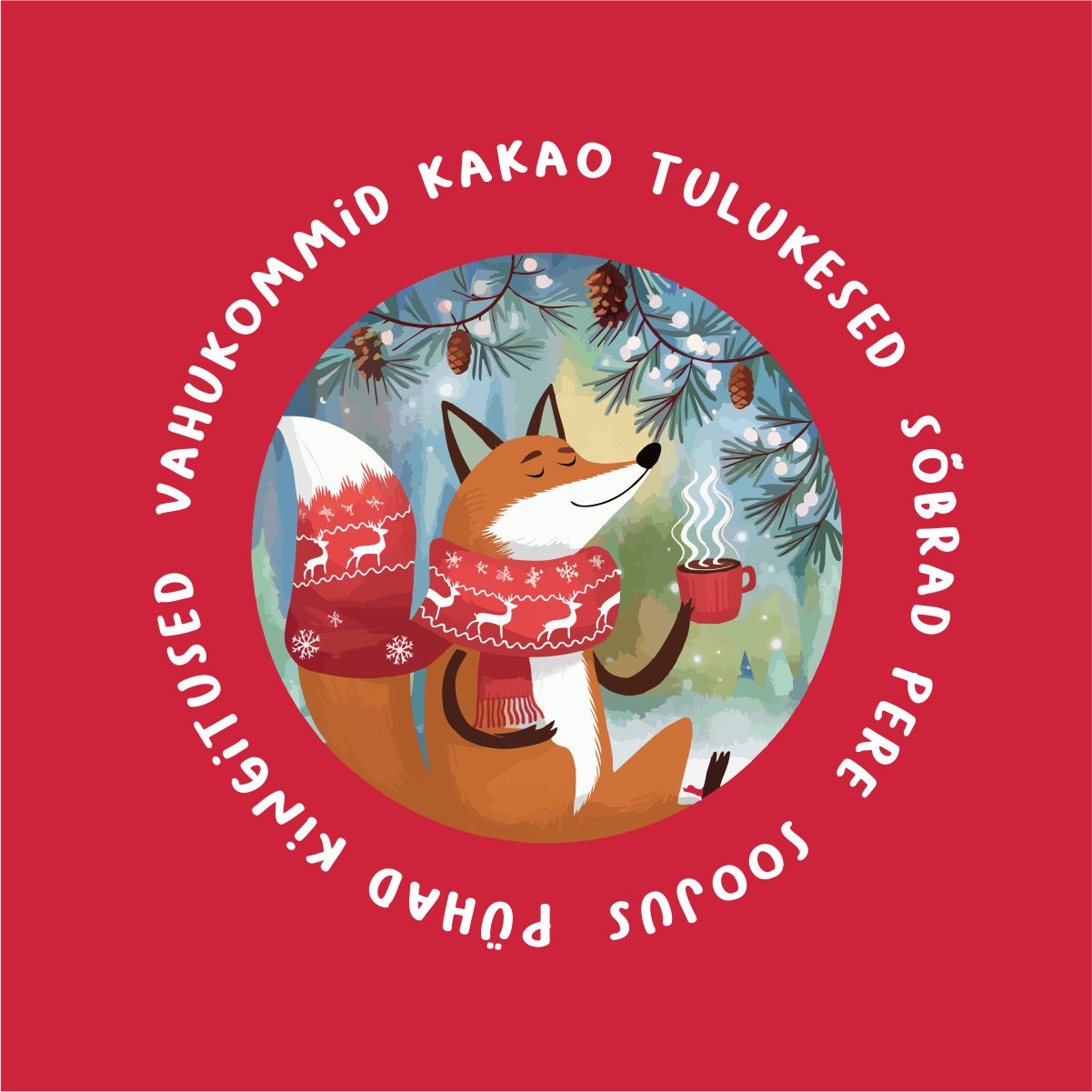 Punane UNISEX pusaer ilma kapuutsita "Jõulusümbolid"