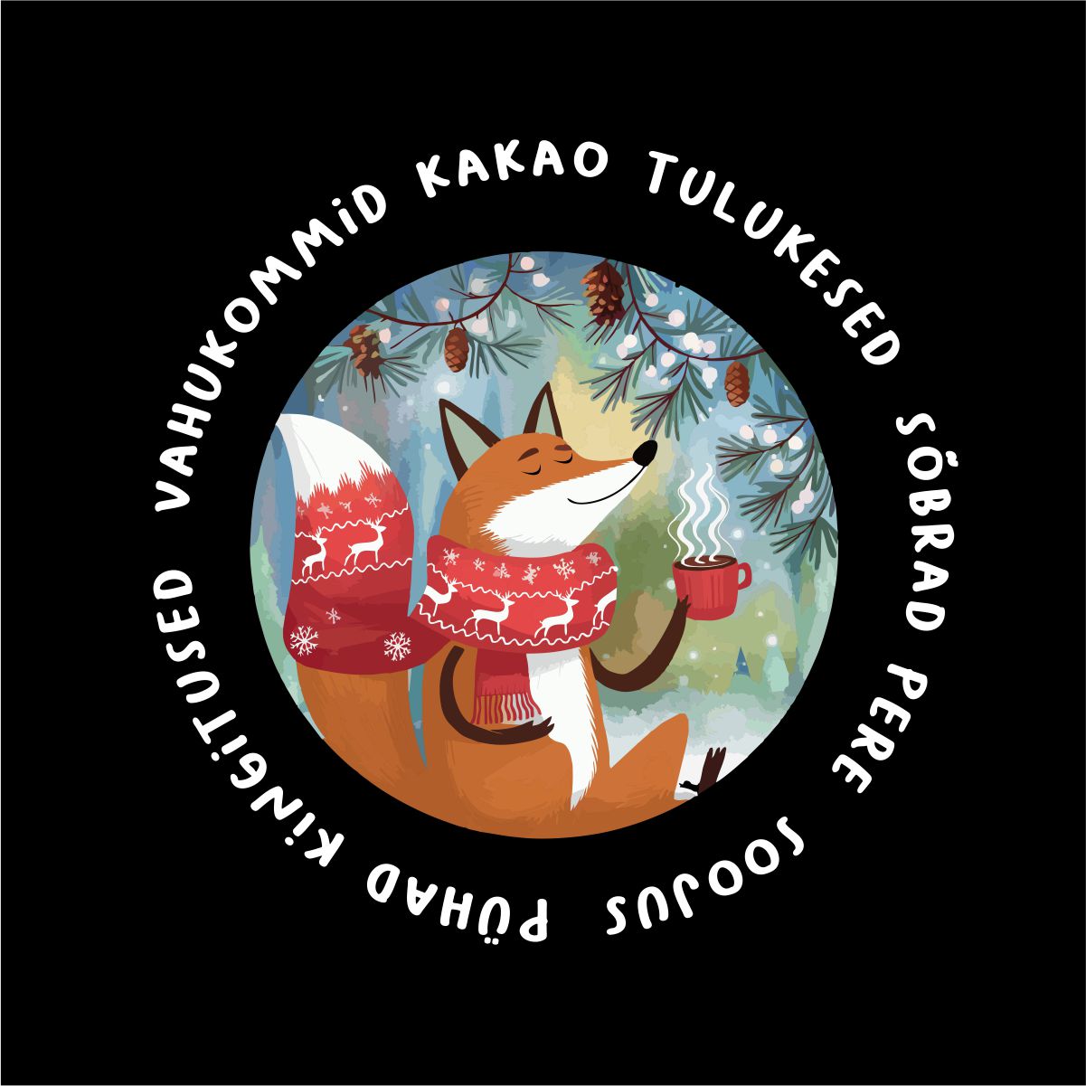 Must UNISEX pusaer ilma kapuutsita "Jõulusümbolid"