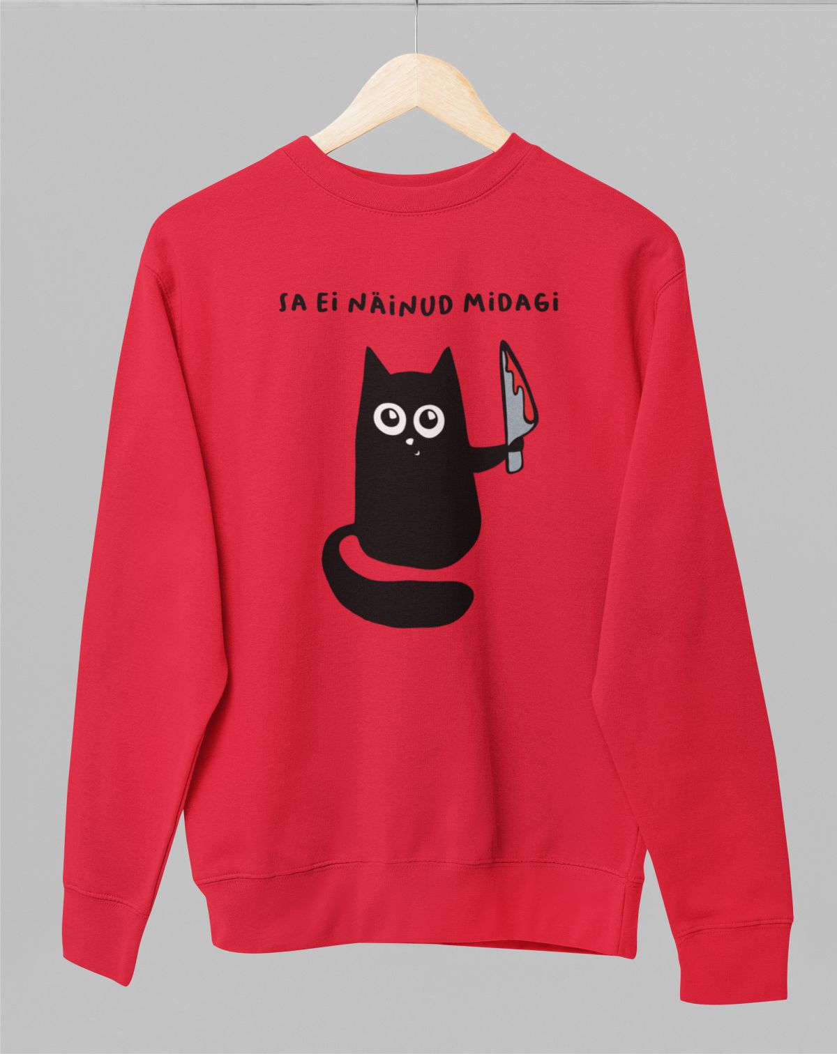 Punane UNISEX dressipluus ilma kapuutsita "Sa ei näinud midagi"