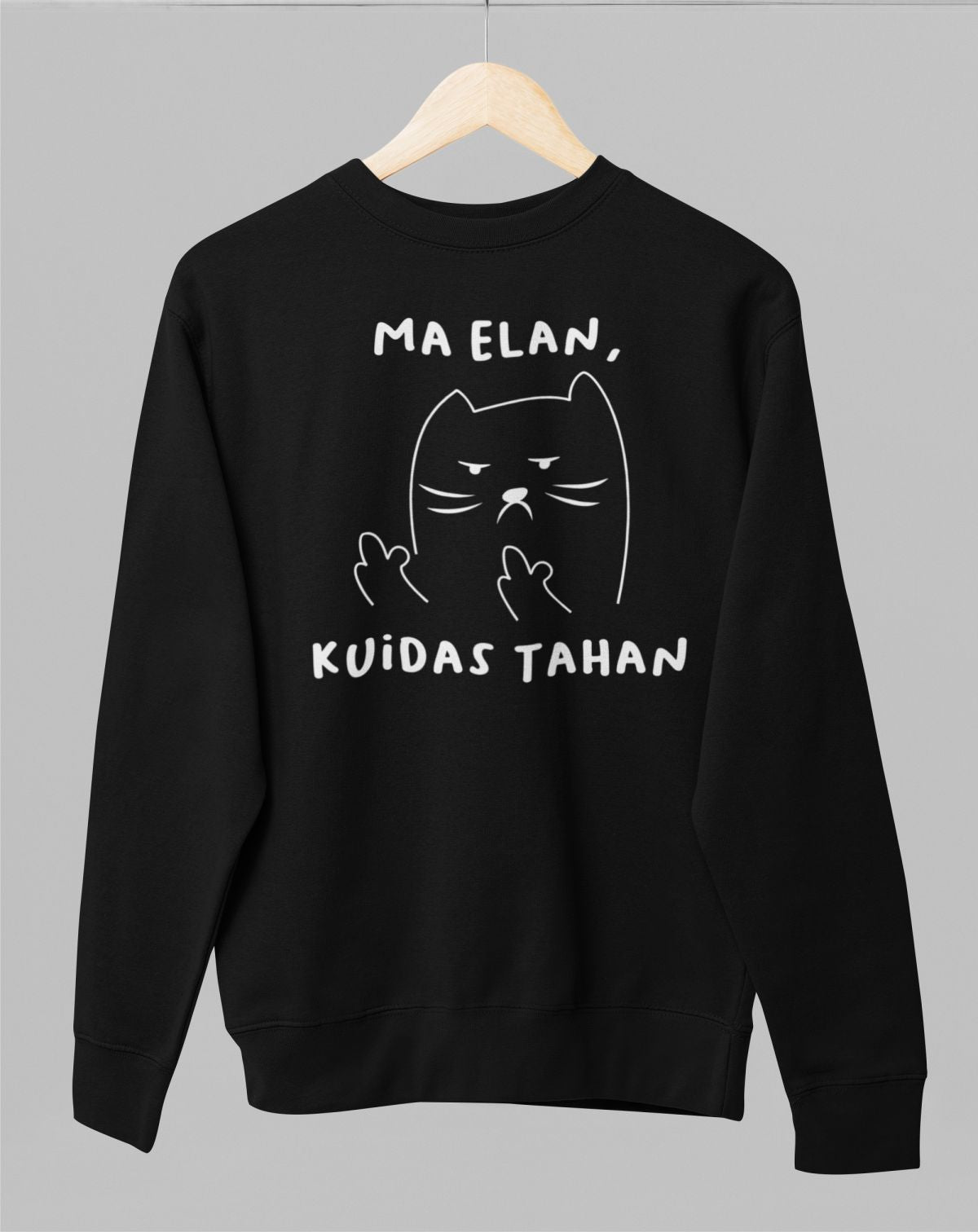 Must UNISEX dressipluus ilma kapuutsita "Ma elan, kuidas tahan"
