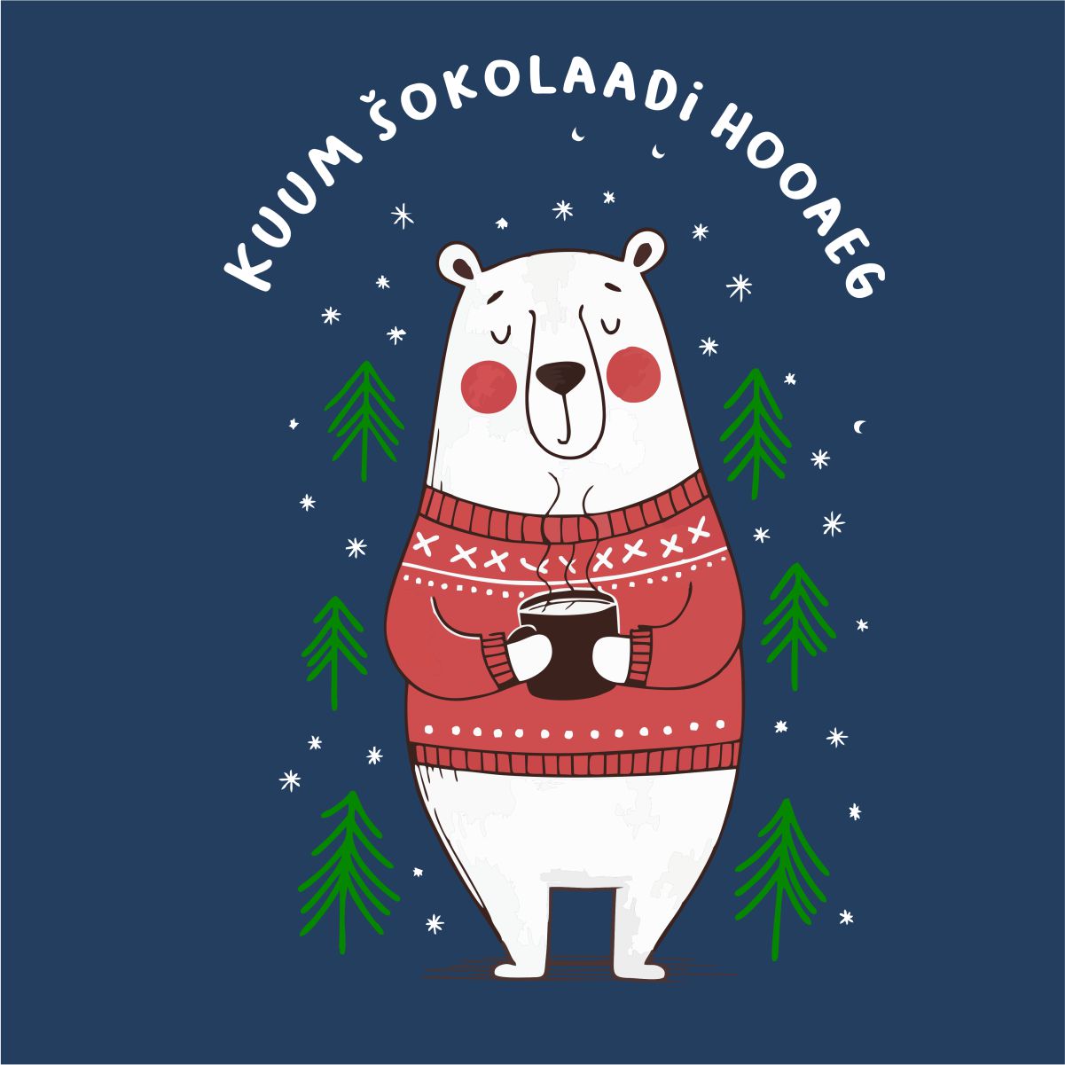 Sinine UNISEX pusaer ilma kapuutsita "Kuum šokolaadihooaeg"