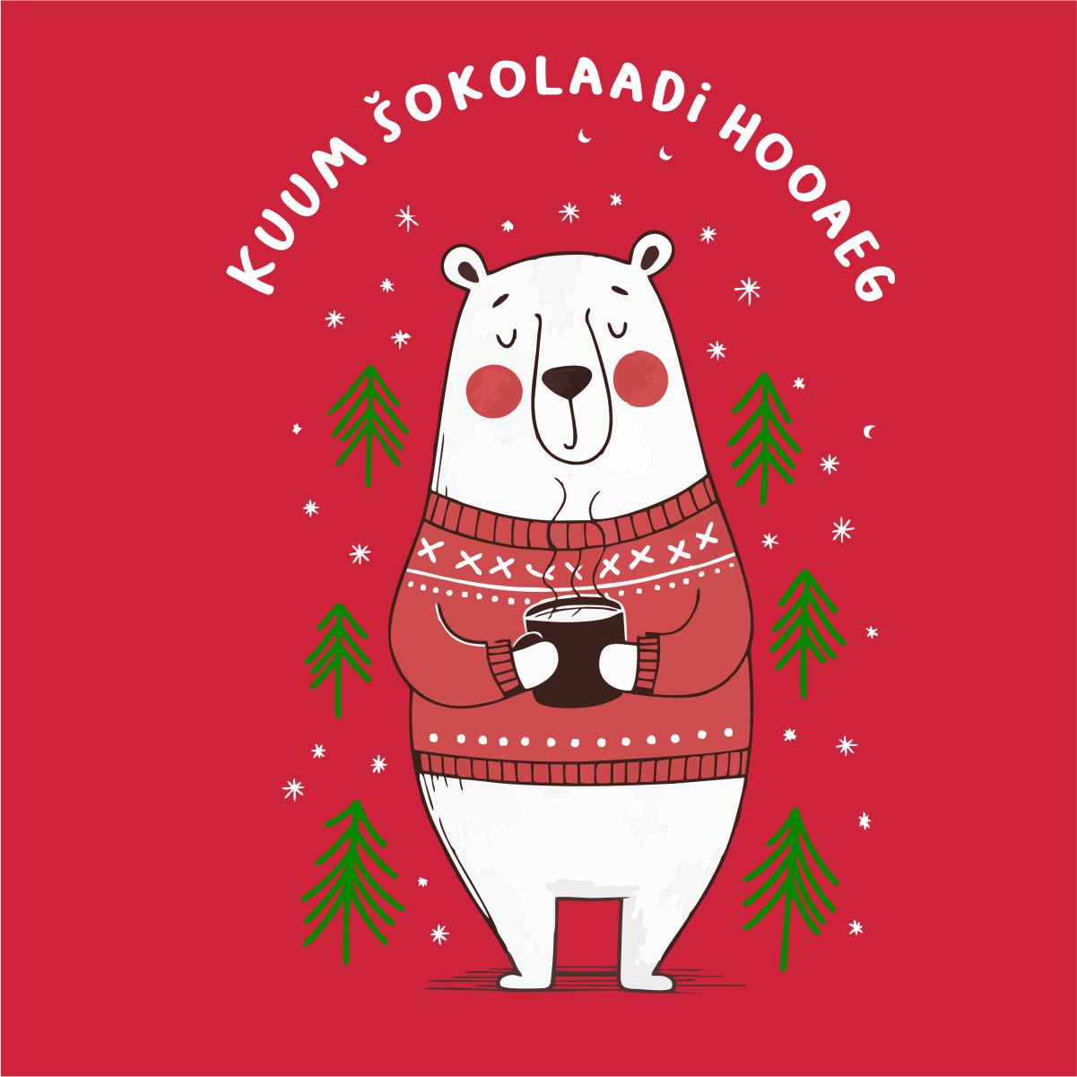 Punane UNISEX pusaer ilma kapuutsita "Kuum šokolaadihooaeg"