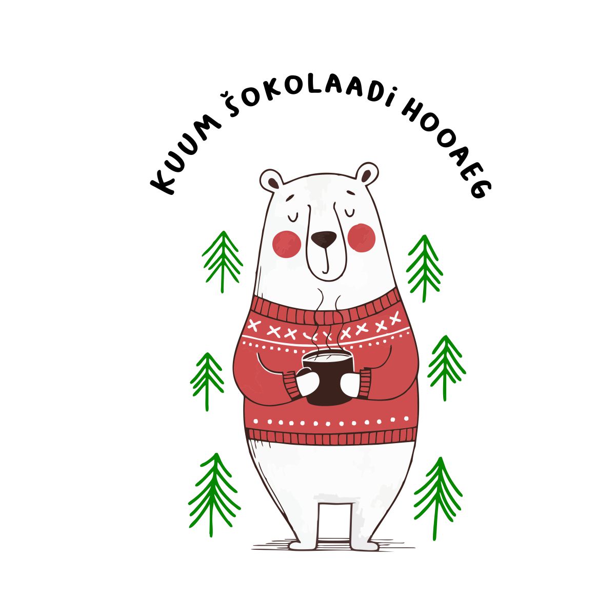 Valge UNISEX pusaer ilma kapuutsita "Kuum šokolaadihooaeg"