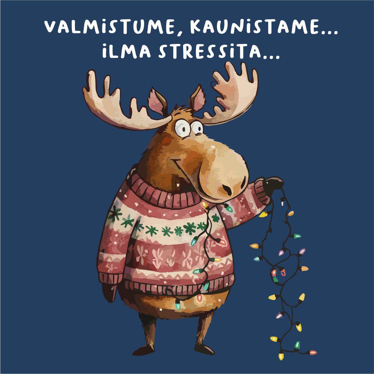Sinine UNISEX pusaer ilma kapuutsita "Valmistume, kaunistame... ilma stressita..."
