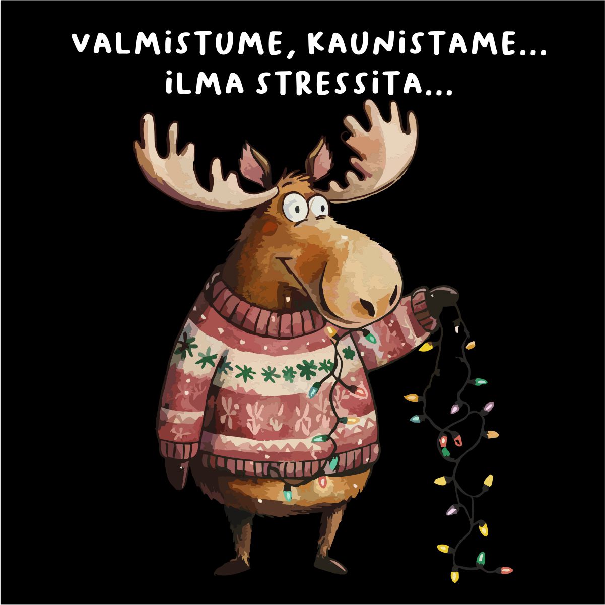 Must UNISEX pusaer ilma kapuutsita "Valmistume, kaunistame... ilma stressita..."