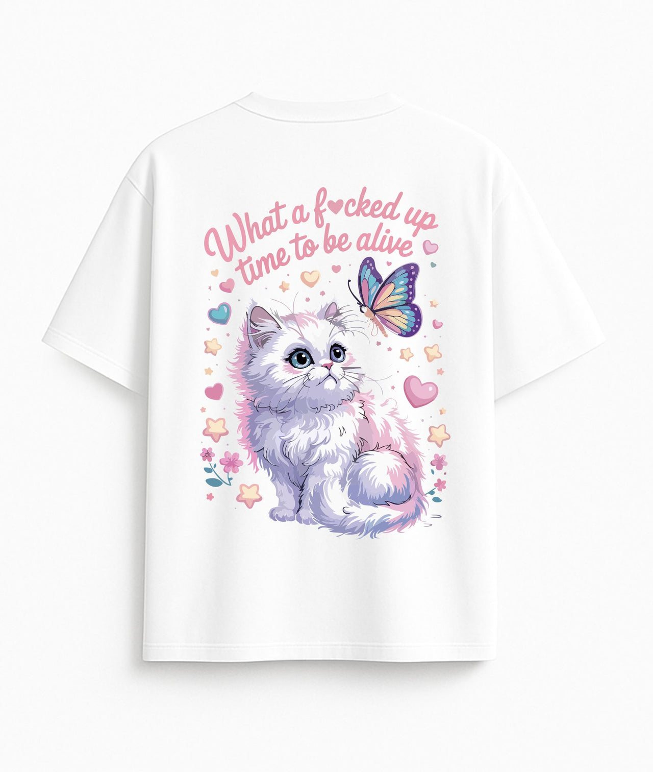 Ülisuur valge T-särk "Milline aeg"