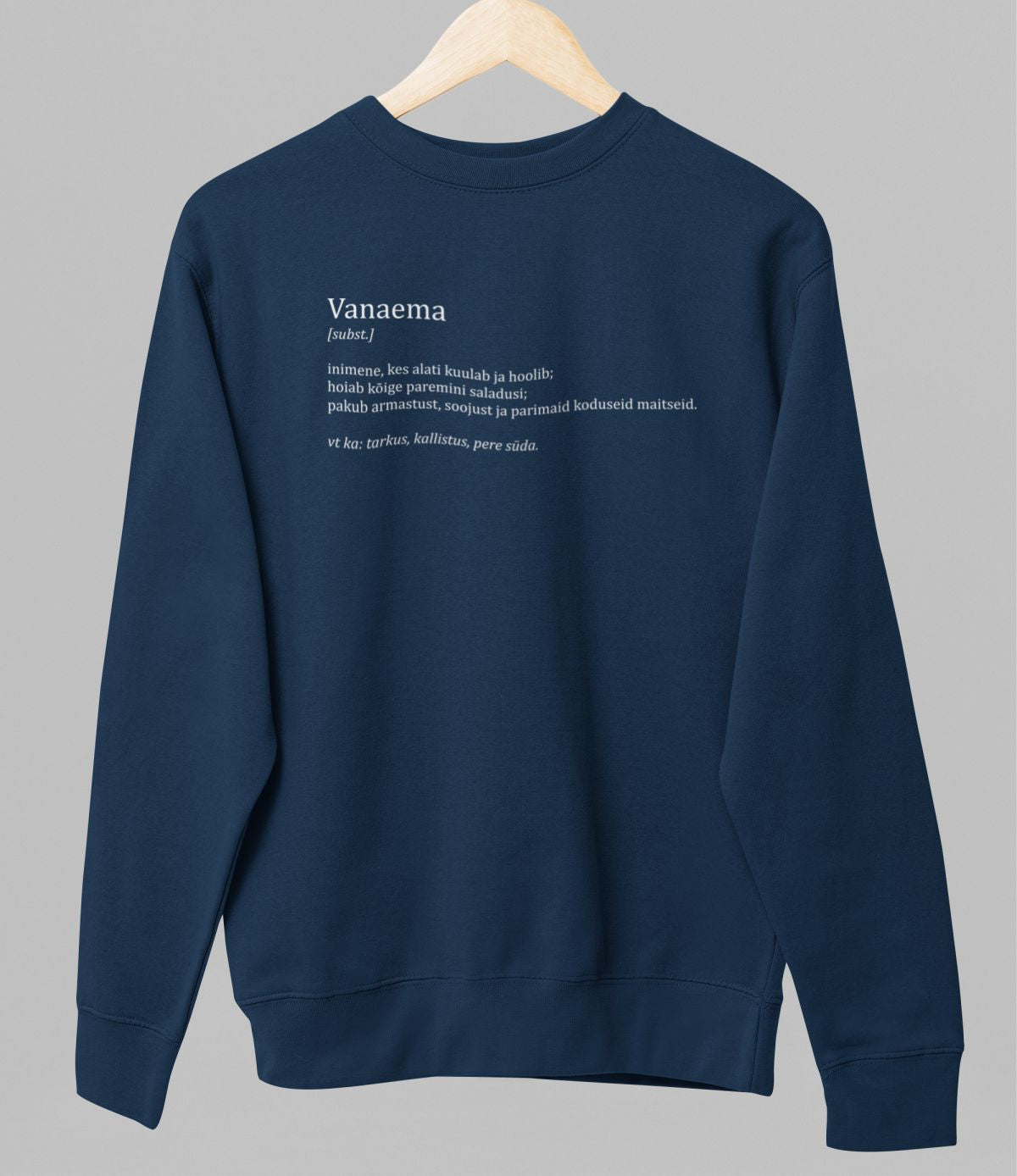 Sinine UNISEX dressipluus ilma kapuutsita "Vanaema kirjeldus"