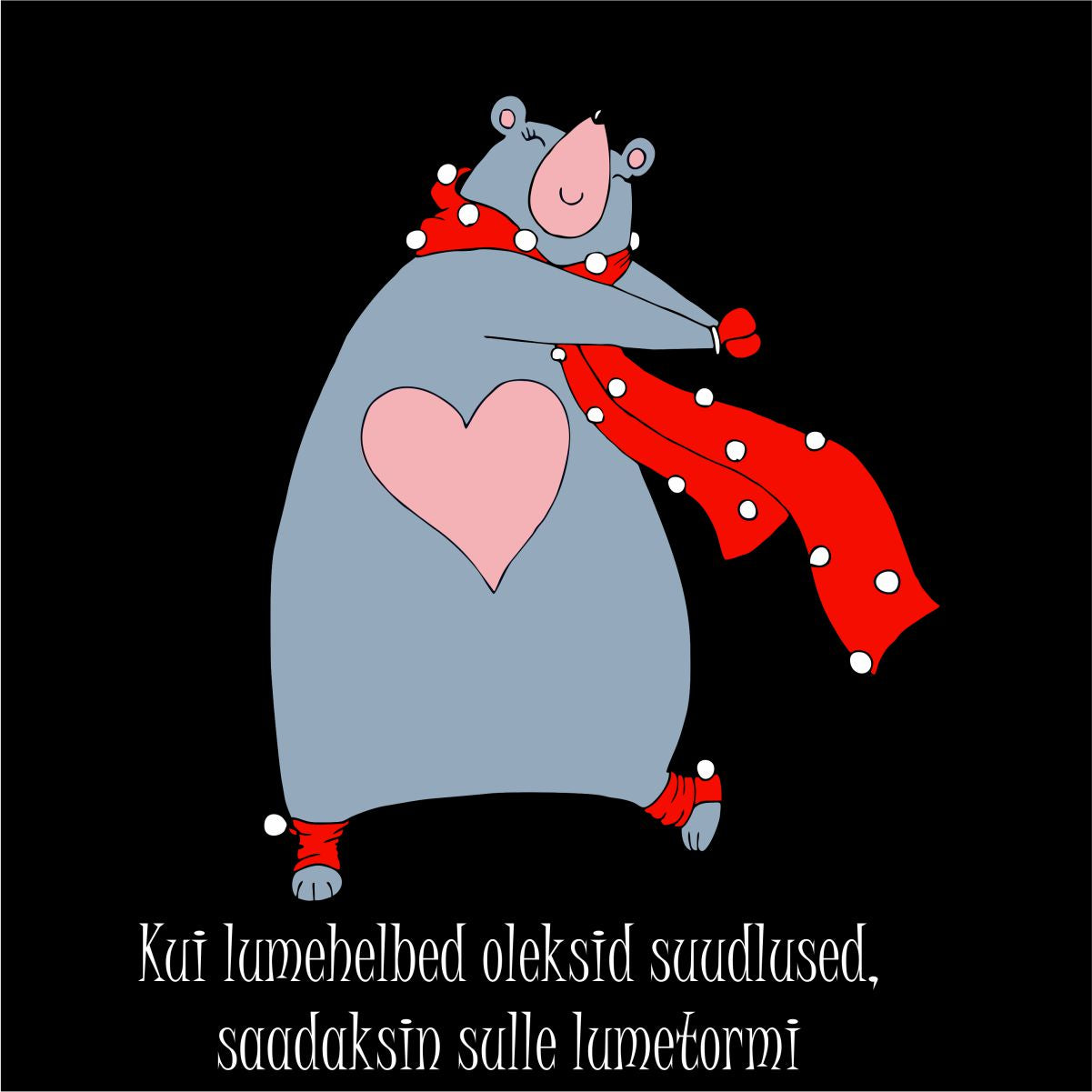 Must UNISEX pusaer ilma kapuutsita "Lumetormi"