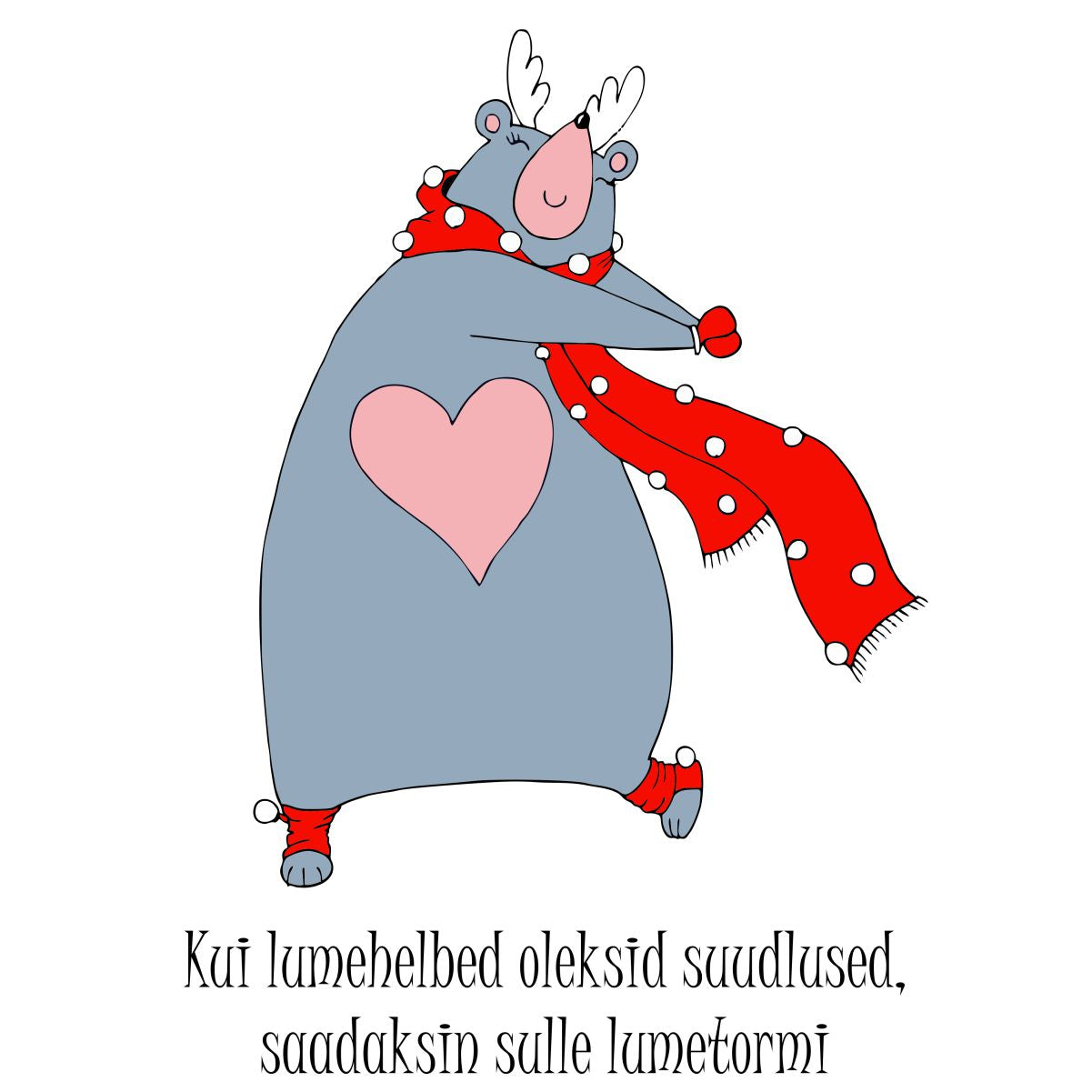 Valge UNISEX pusaer ilma kapuutsita "Lumetormi"