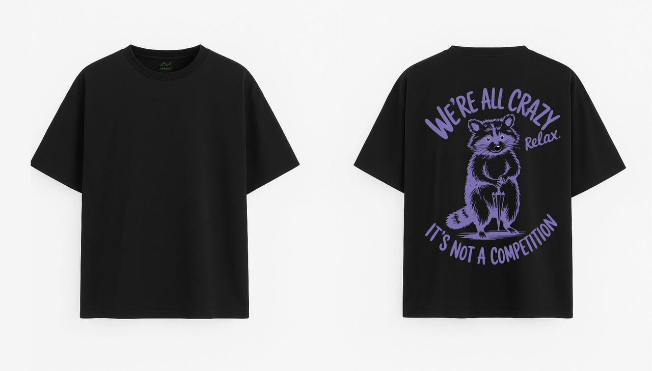 Ülisuur must T-särk "Crazy"