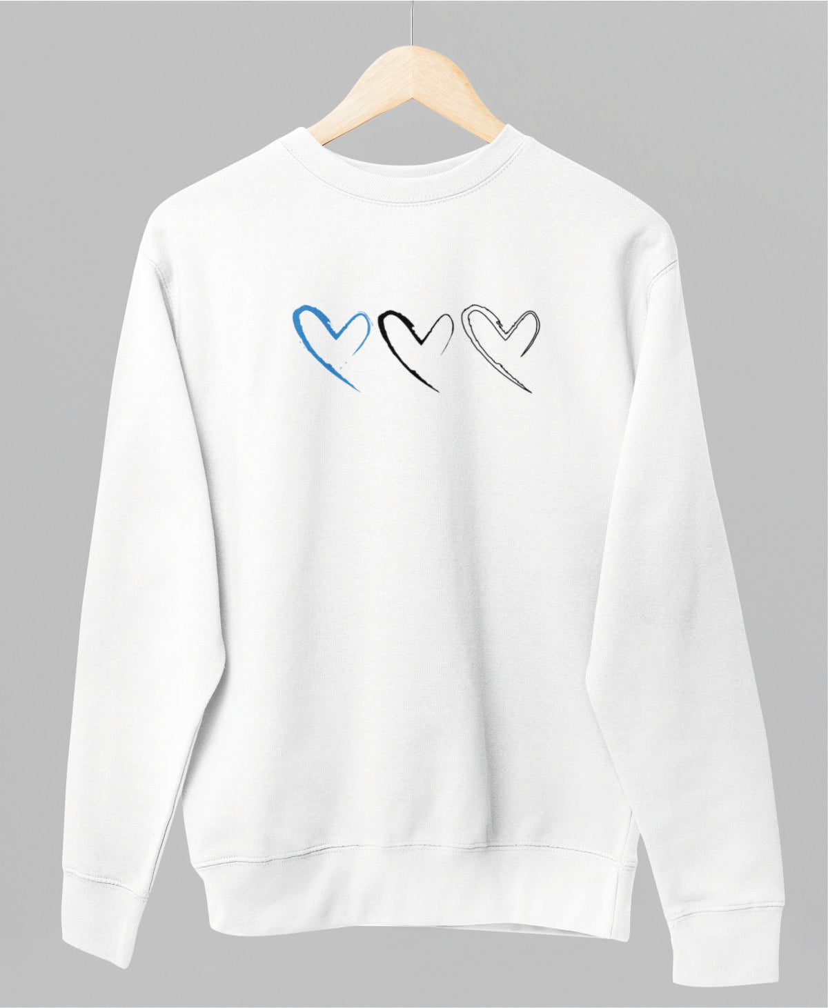 Valge UNISEX dressipluus ilma kapuutsita "Südames Eesti"