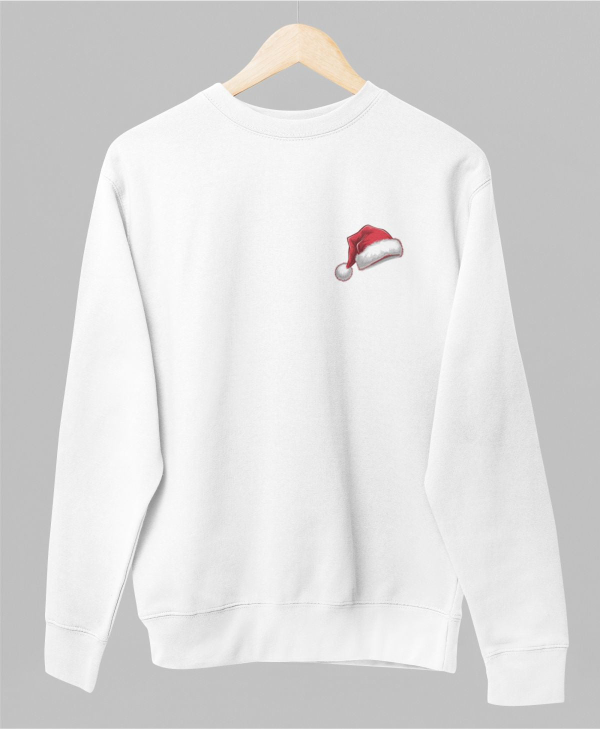 Valge UNISEX pusaer ilma kapuutsita "Jõulumütsike"