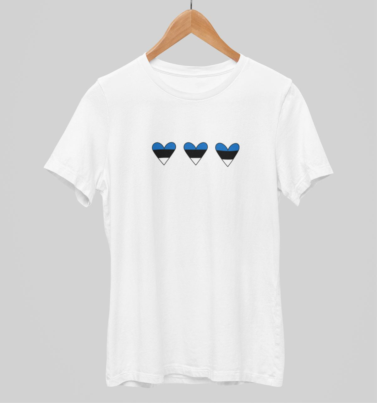 Valge unisex T-särk "Eesti südamed"