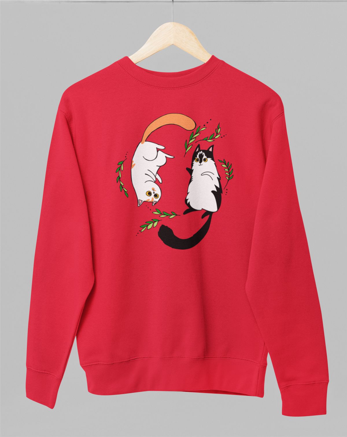 Punane UNISEX dressipluus ilma kapuutsita "Kassipojad"