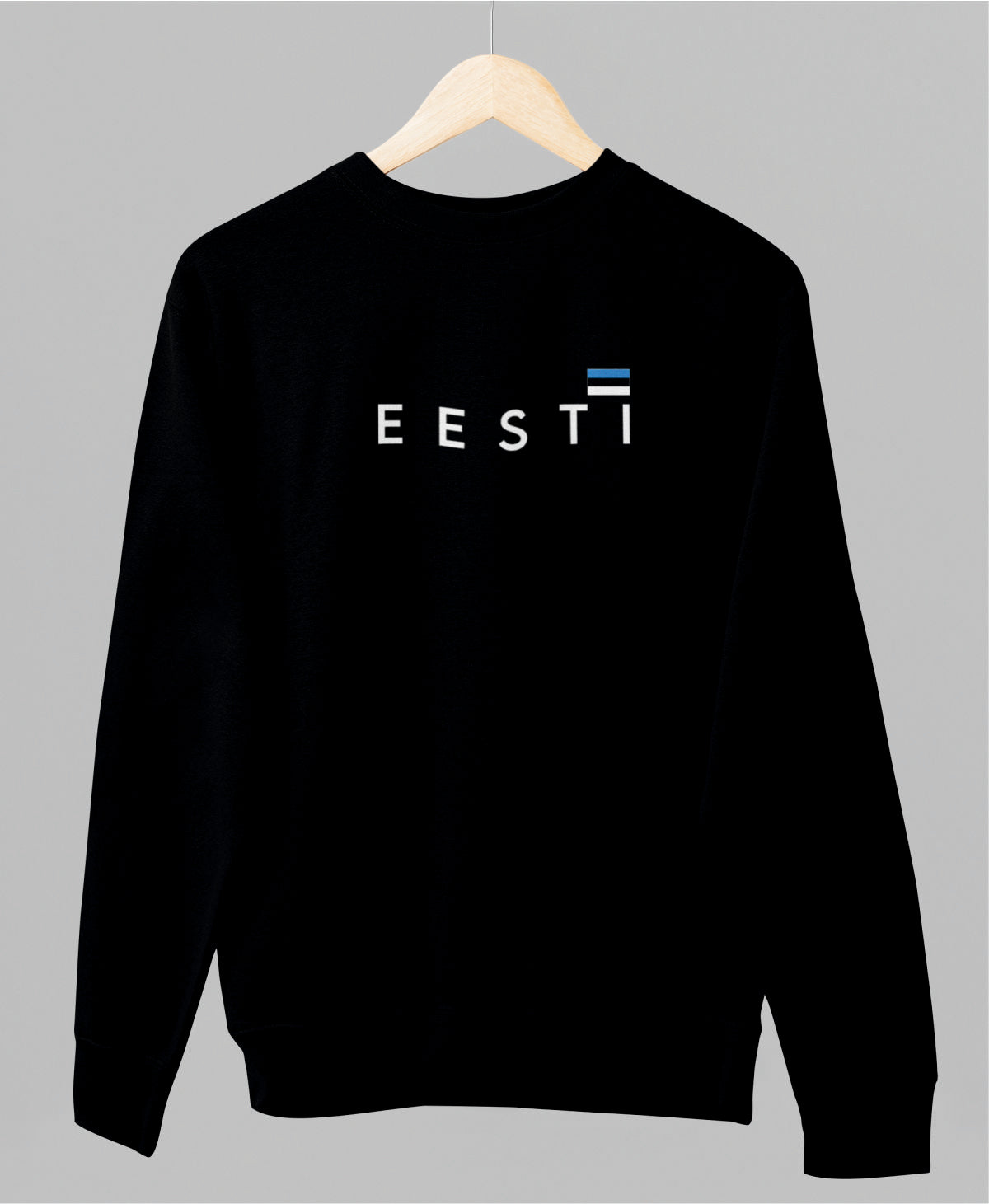 Must UNISEX dressipluus ilma kapuutsita "Eesti väikese lipuga"