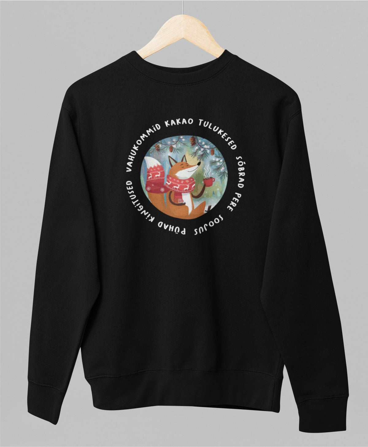 Must UNISEX pusaer ilma kapuutsita "Jõulusümbolid"