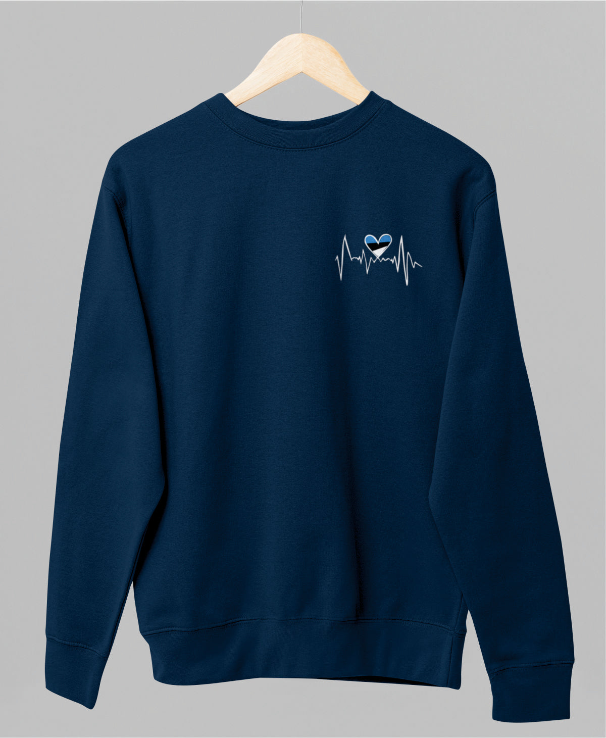 Sinine UNISEX dressipluus ilma kapuutsita "Eesti süda"