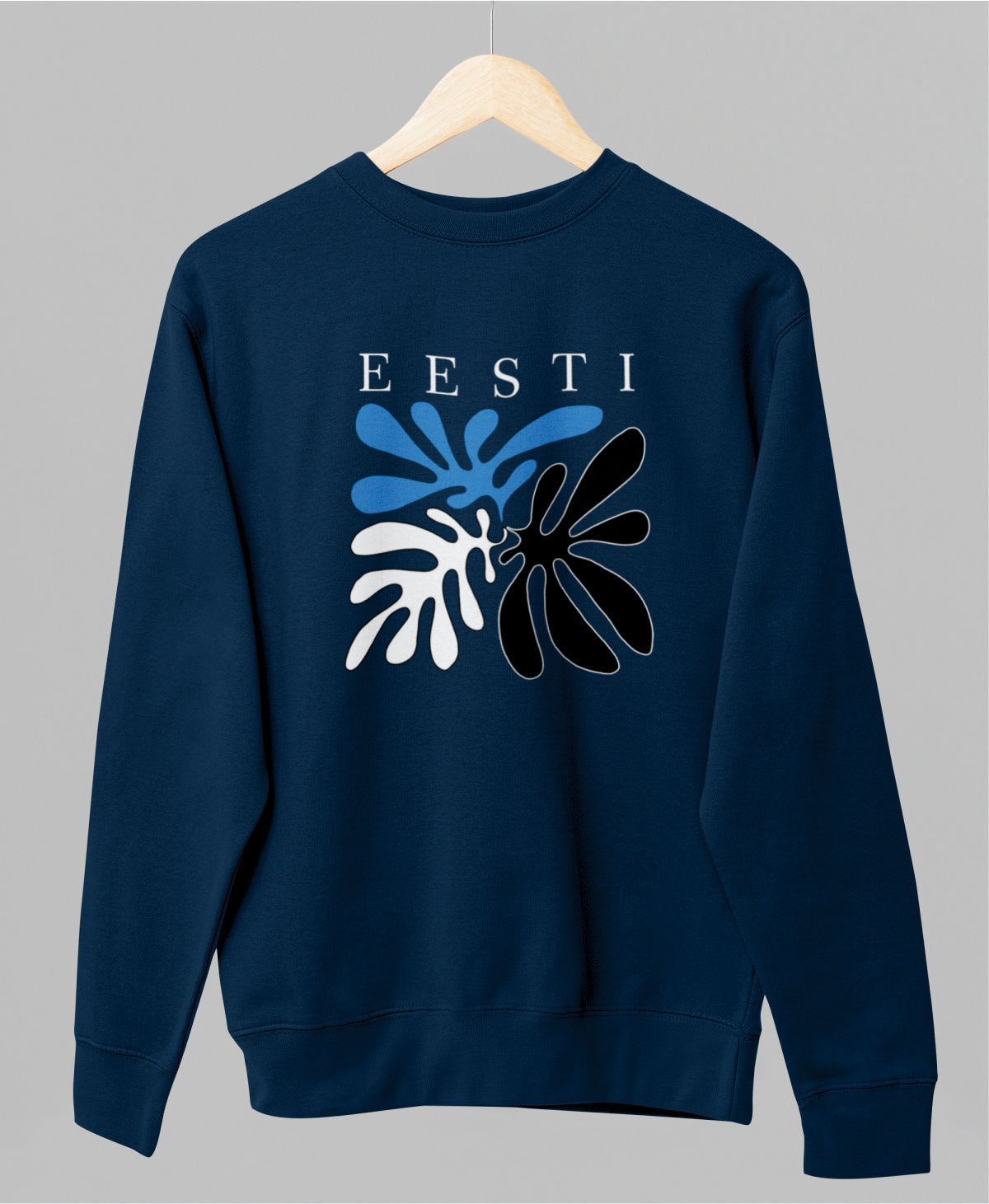 Sinine UNISEX dressipluus ilma kapuutsita "Eesti värvid"