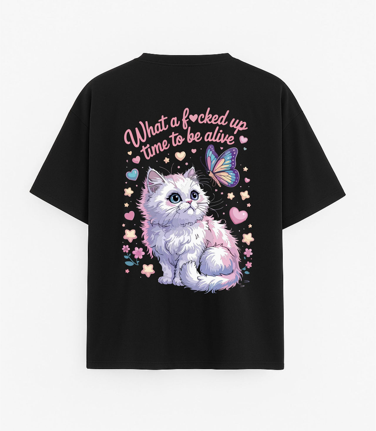 Ülisuur must T-särk "Milline aeg"