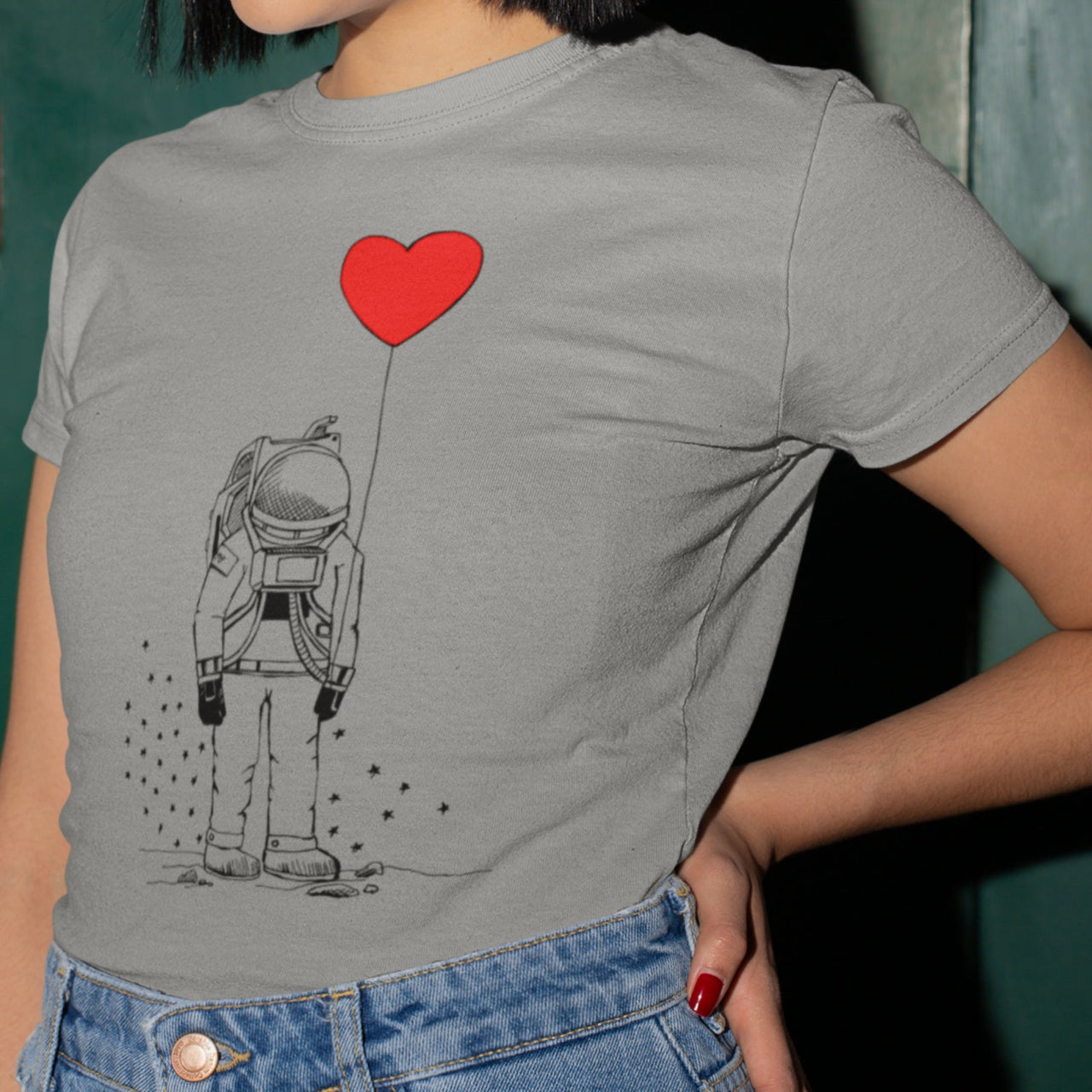 Hall Melange UNISEX T-särk Kosmonaut südamega