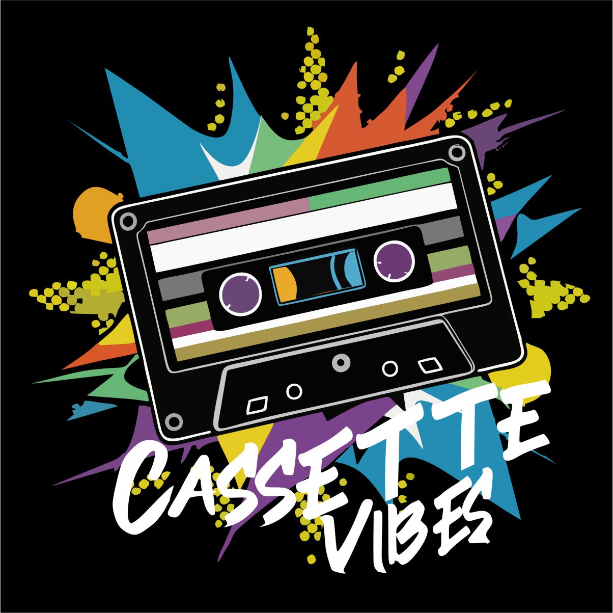 Mustad UNISEX T-särgid "Cassette vibes"