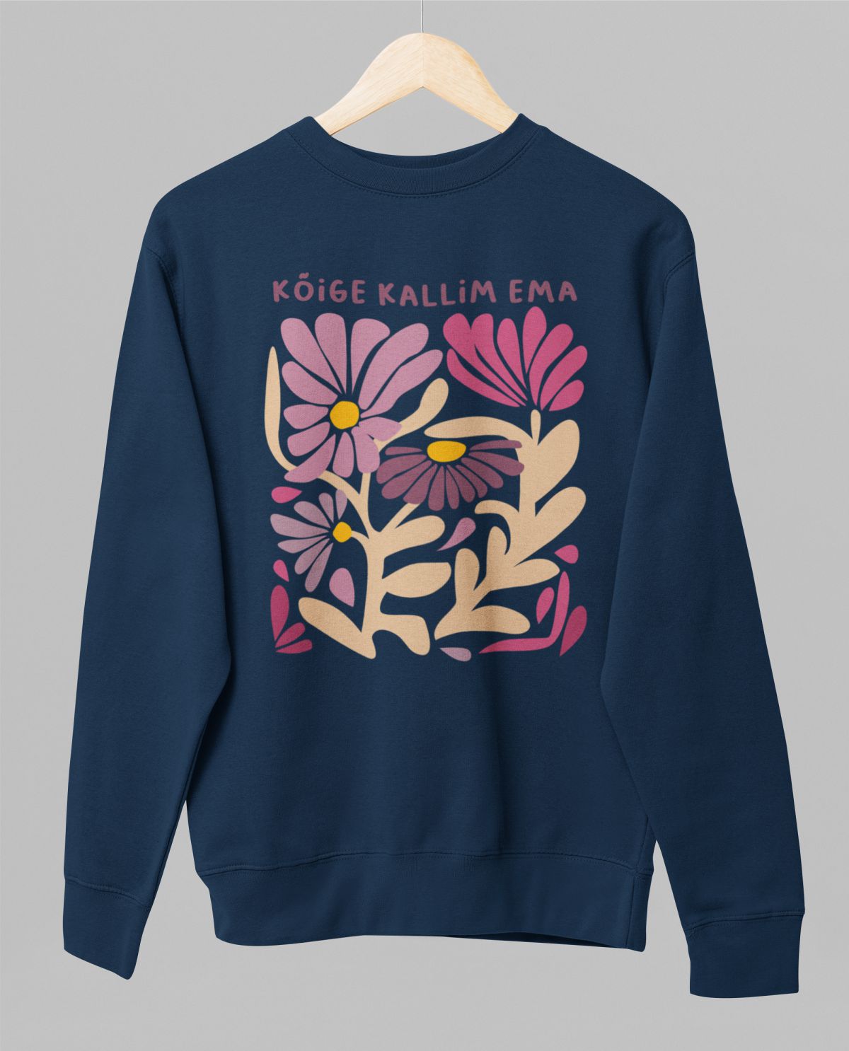 Sinine UNISEX dressipluus ilma kapuutsita "Ema lilleaed"