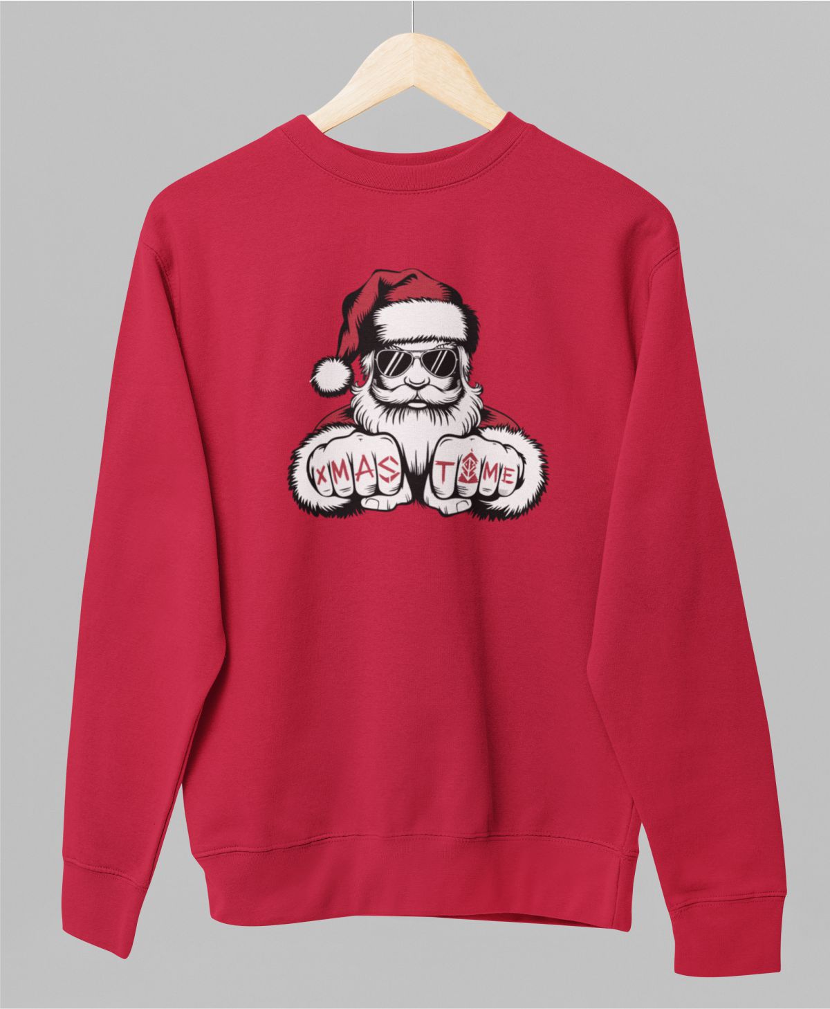 Punane UNISEX pusaer ilma kapuutsita "Lahe jõuluvana"