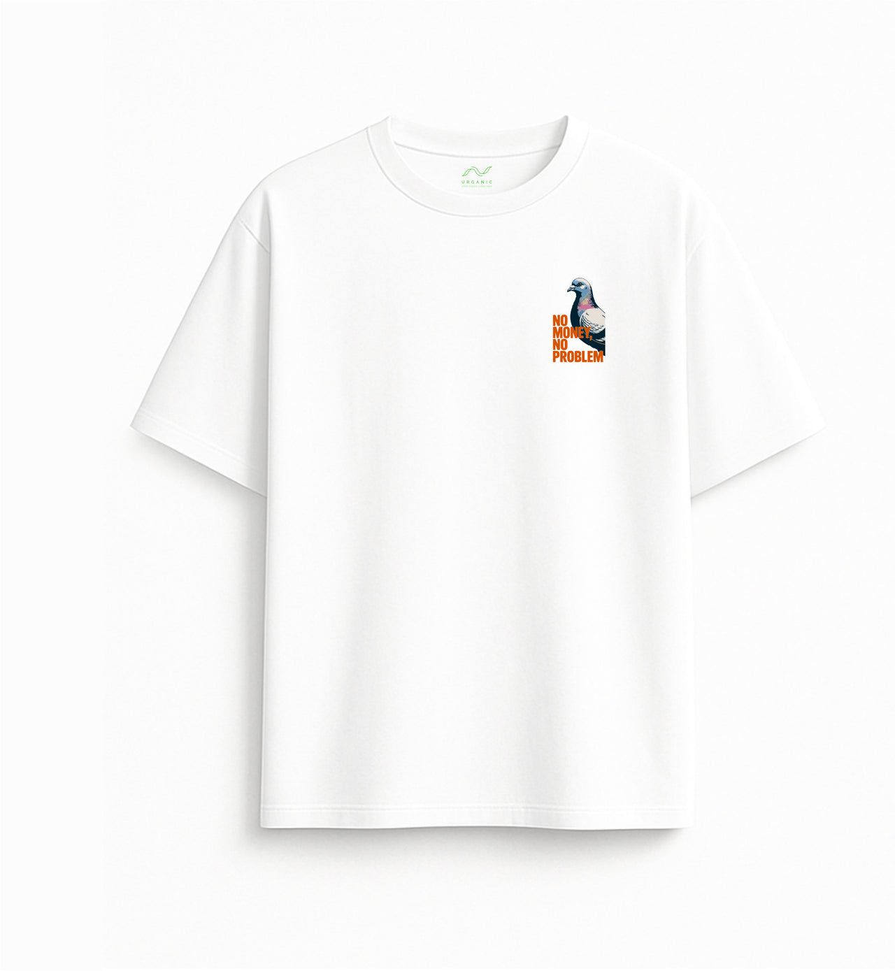 Ülisuur valge T-särk "Raha pole"
