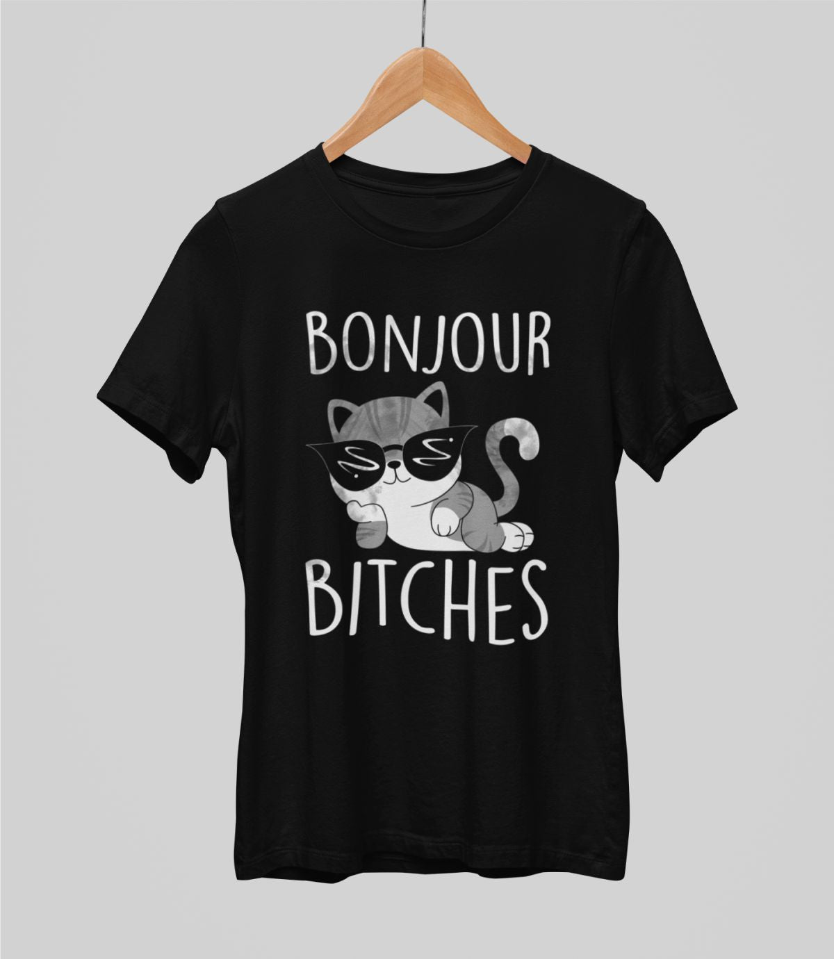 Mustad UNISEX T-särgid "Bonjour emased"