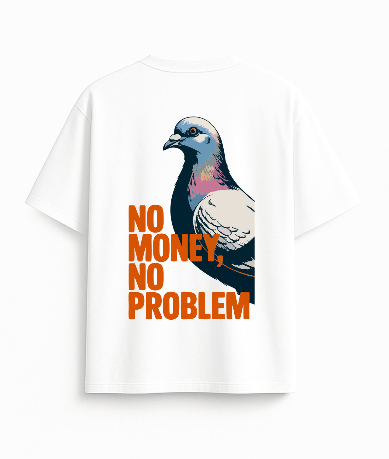 Ülisuur valge T-särk "Raha pole"