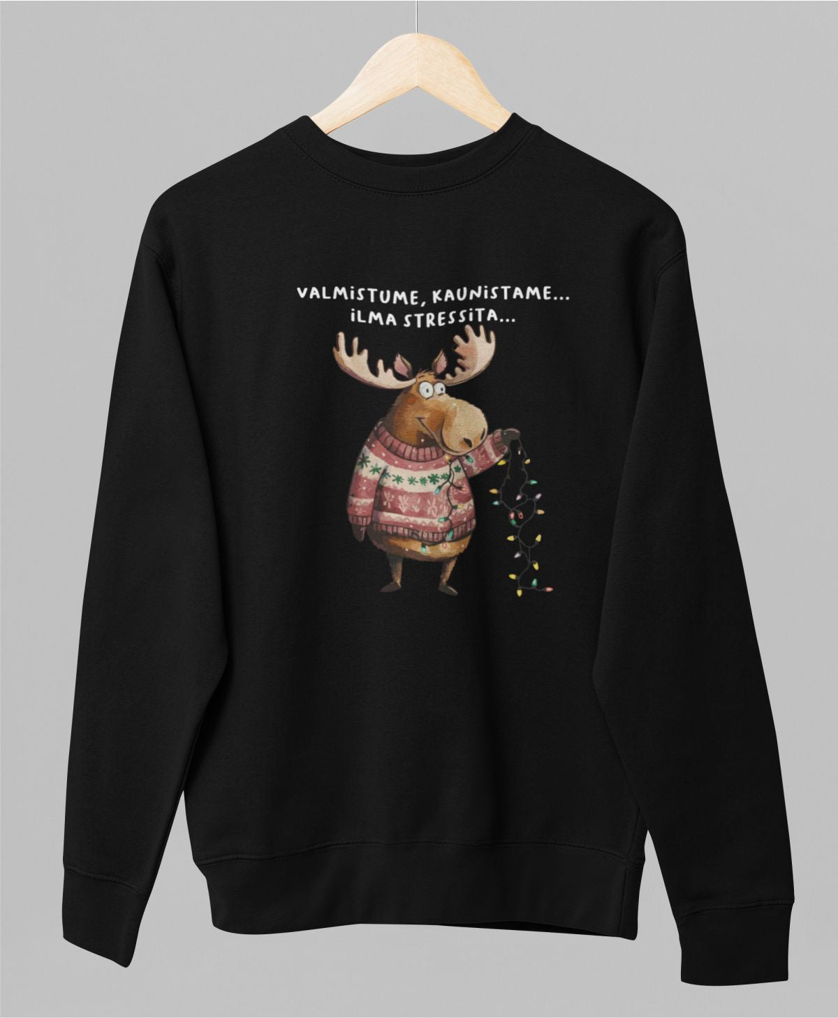 Must UNISEX pusaer ilma kapuutsita "Valmistume, kaunistame... ilma stressita..."