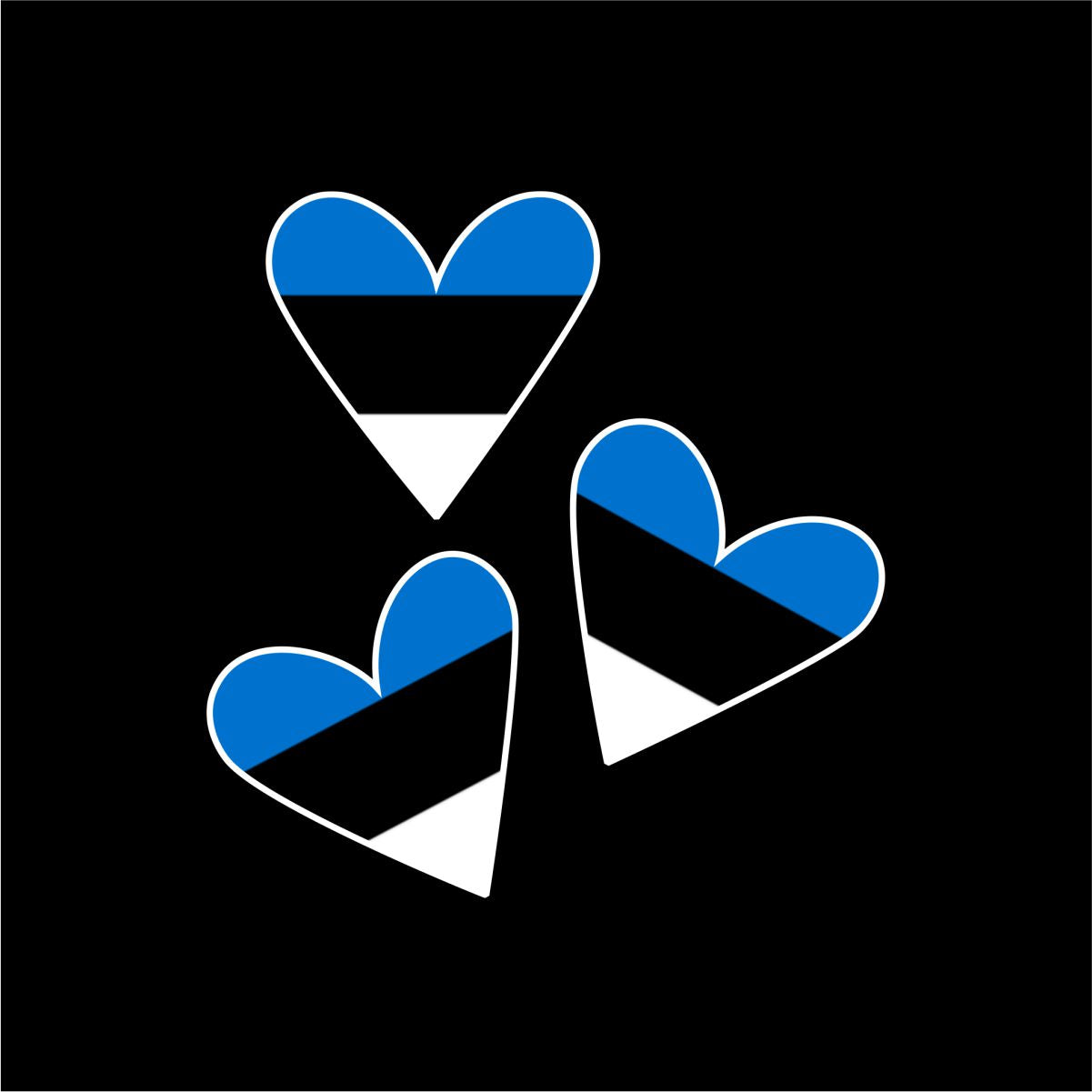 Must unisex T-särk "Kolm südant"