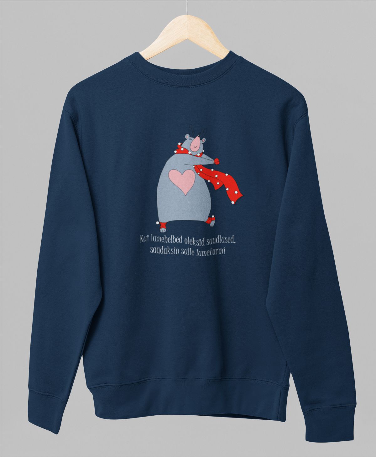 Sinine UNISEX pusaer ilma kapuutsita "Lumetormi"