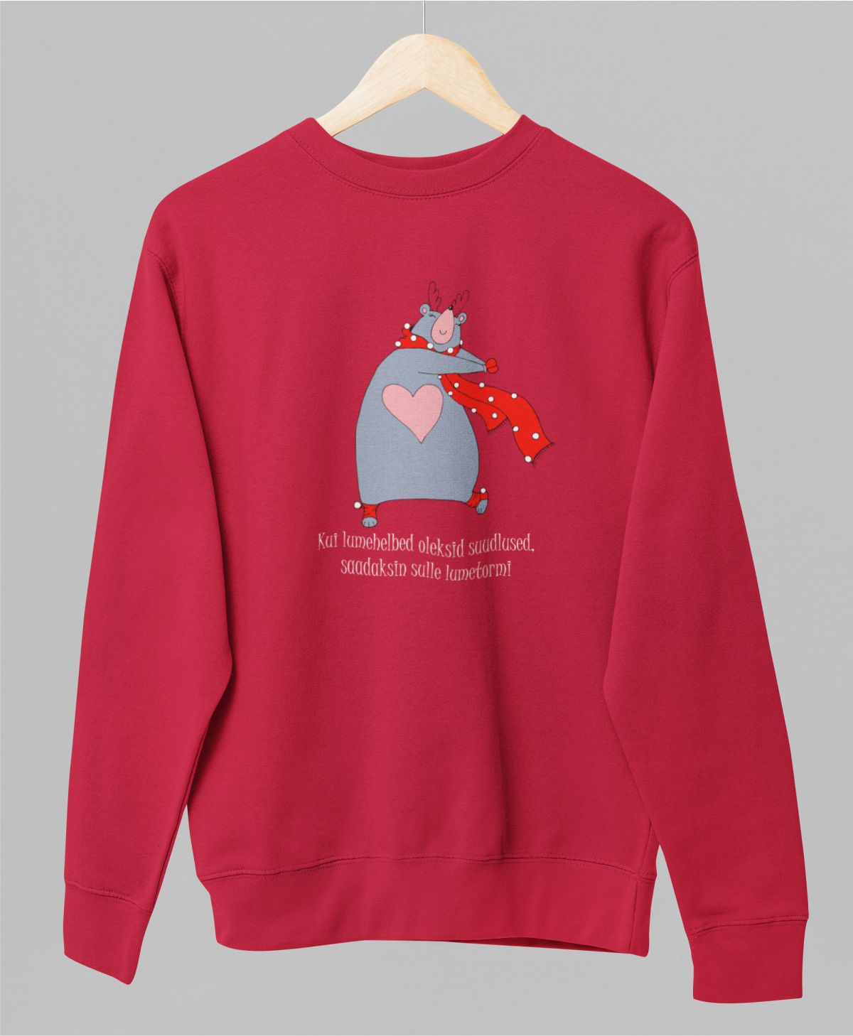 Punane UNISEX pusaer ilma kapuutsita "Lumetormi"