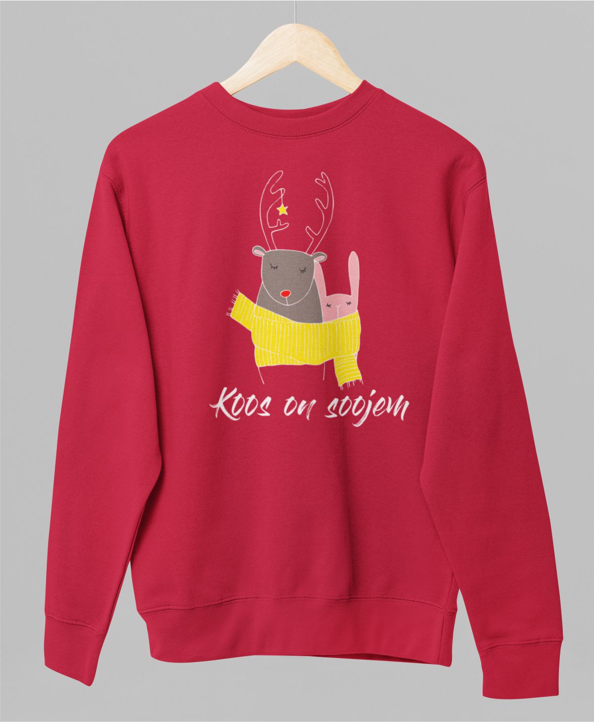 Punane UNISEX pusaer ilma kapuutsita "Koos ou soojem"