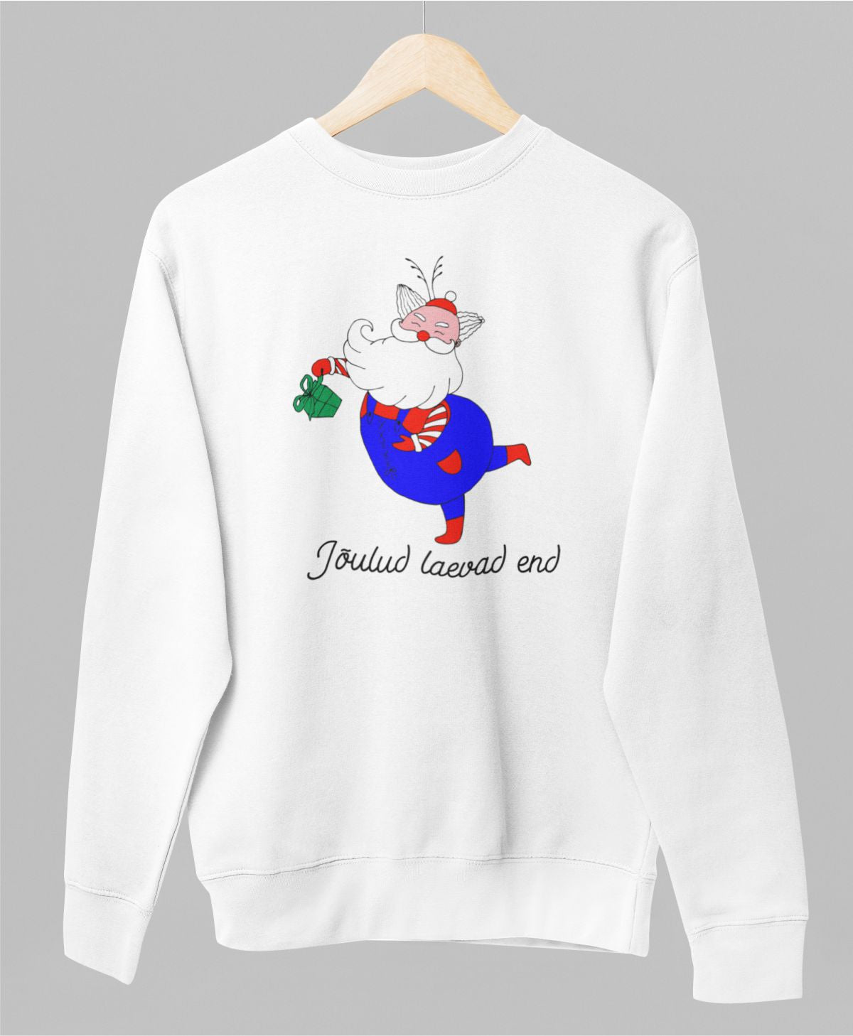 Valge UNISEX pusaer ilma kapuutsita "Joulud laevad end"