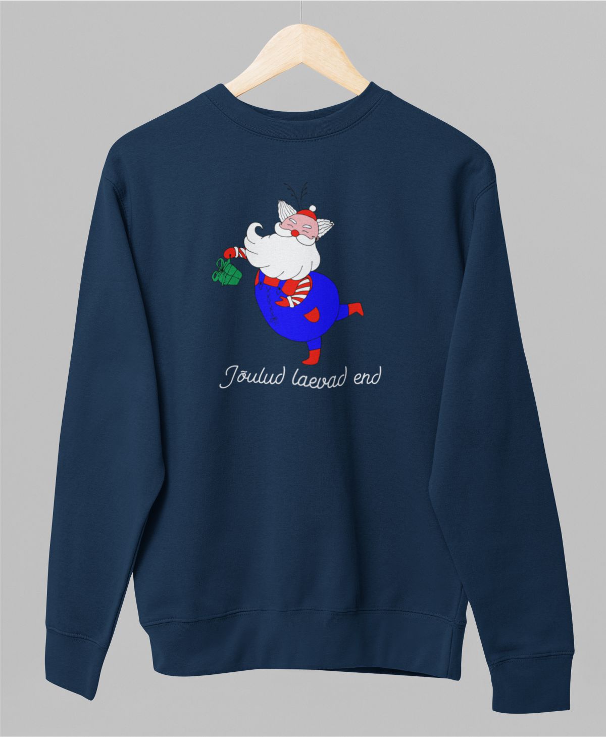 Sinine UNISEX pusaer ilma kapuutsita "Joulud laevad end"