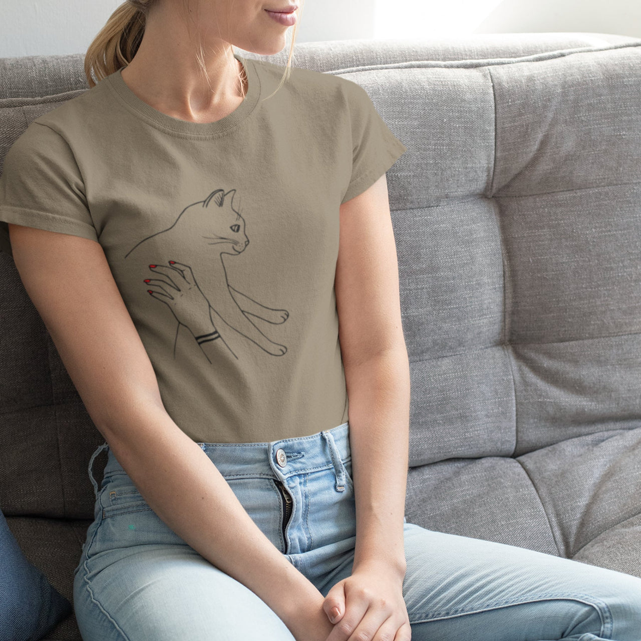 Kaki UNISEX T-särk Kass