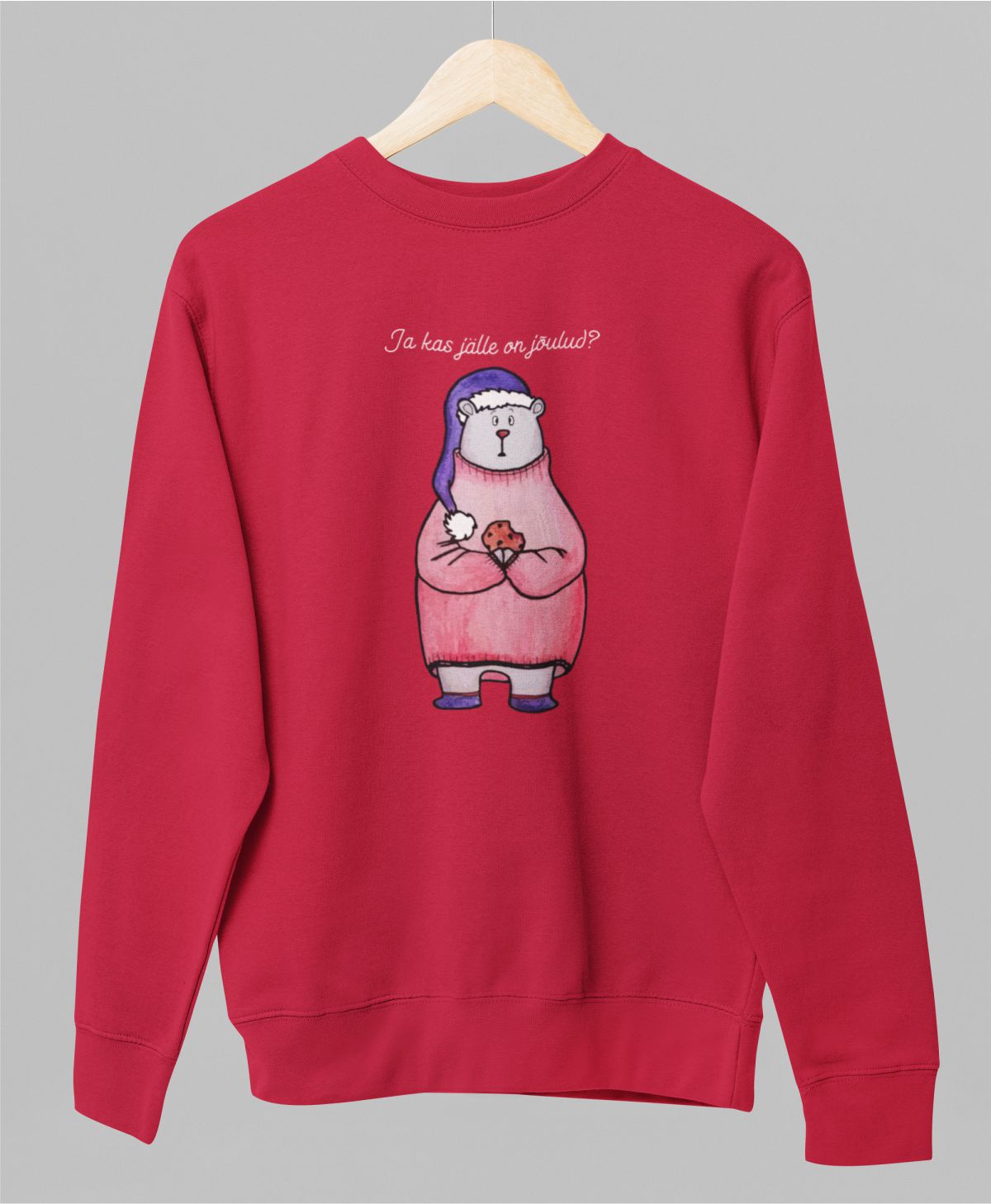 Punane UNISEX pusaer ilma kapuutsita "Ja kas jalle"