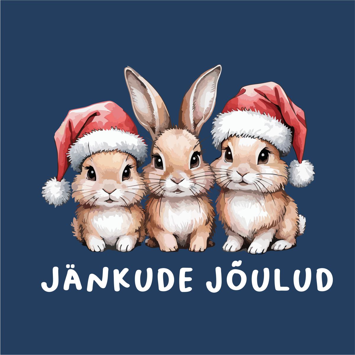 Sinine UNISEX pusaer ilma kapuutsita "Jänkude jõulud"