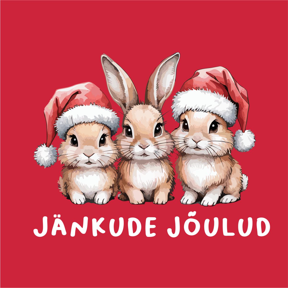 Punane UNISEX pusaer ilma kapuutsita "Jänkude jõulud"