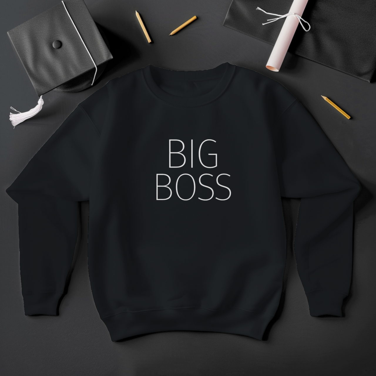 Must UNISEX dressipluus ilma kapuutsita "Big Boss"