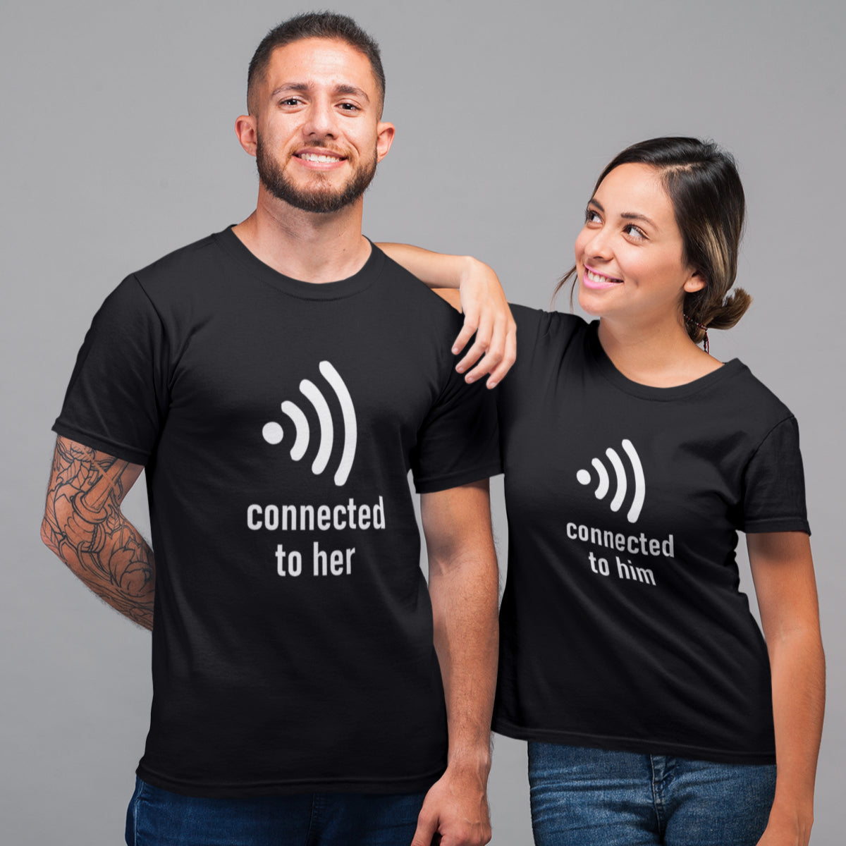 Mustad unisex T-särgid paaridele „Wi-Fi“