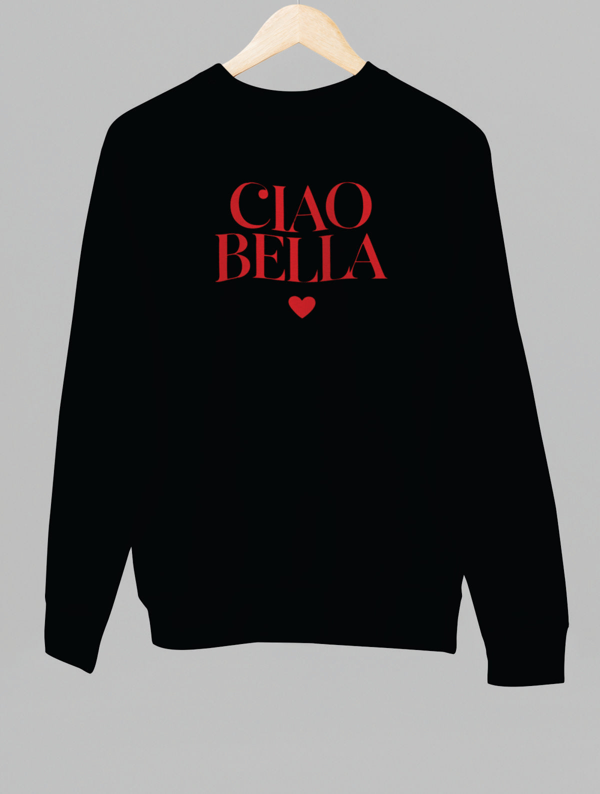 Must UNISEX dressipluus ilma kapuutsita "CIAO BELLA"