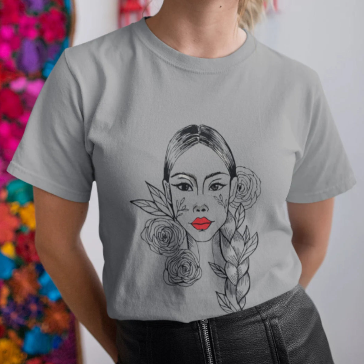Hall Melange UNISEX T-särk Tüdruk patsiga