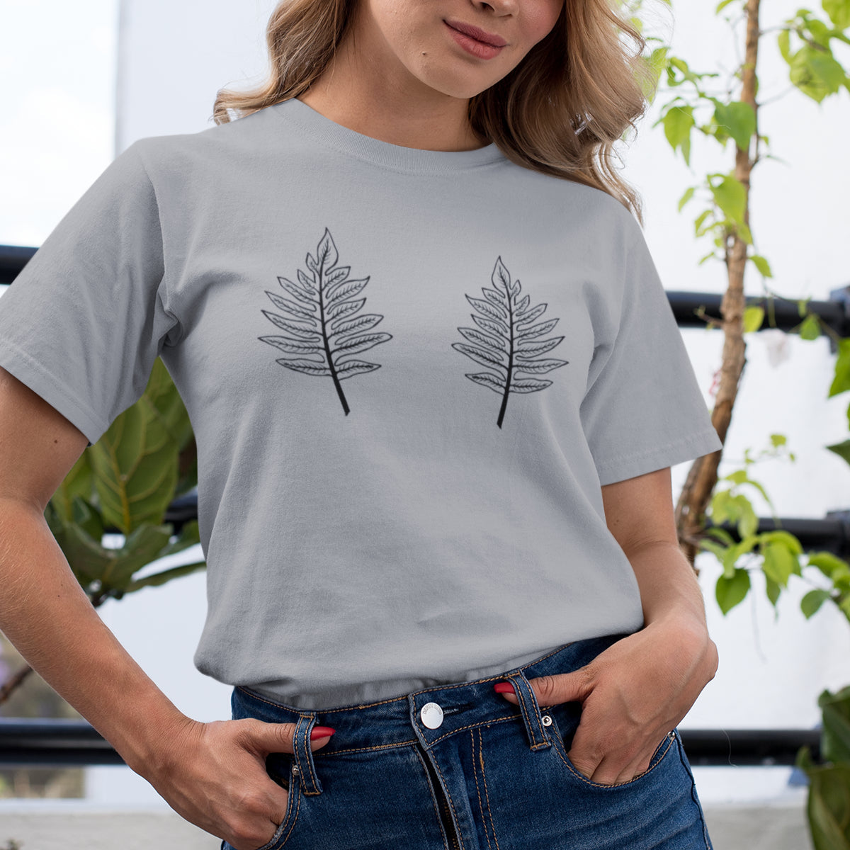 Hall Melange UNISEX T-särk Kaks lehte