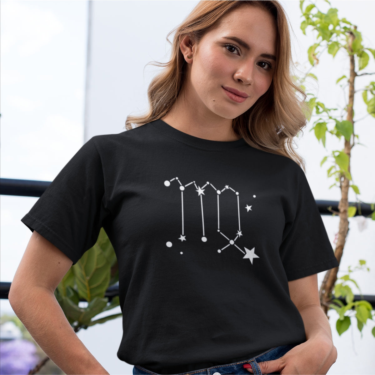 Must UNISEX T-särk Tähtkuju Neitsi